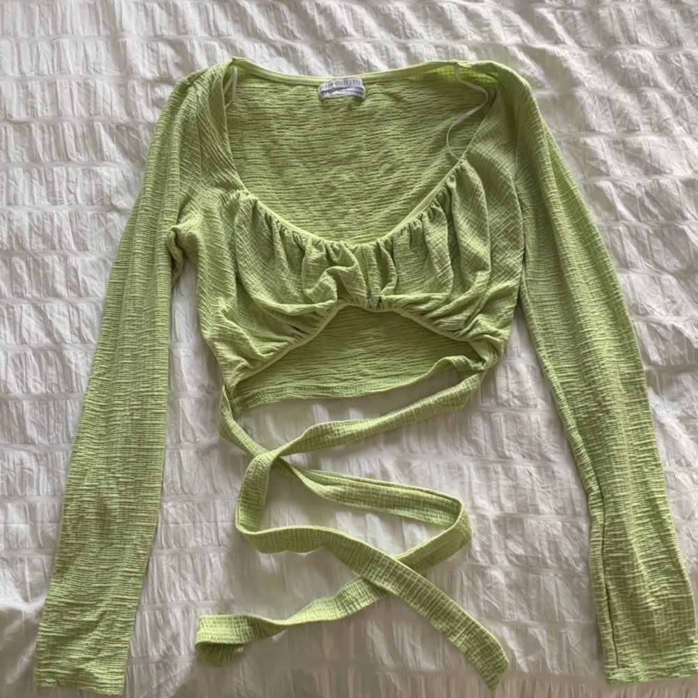 Long sleeve urban outfitters crop top with front tie